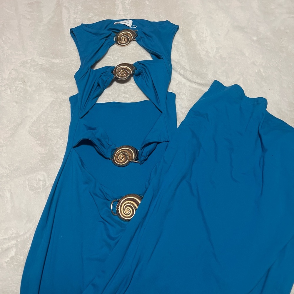 Peppermayo Blue Dress with Gold Detail